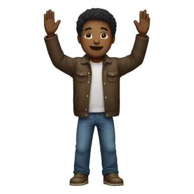 a black man standing straight with his arms raised sticker