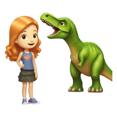 strawberry Blonde girl with Brachiosaurus sticker