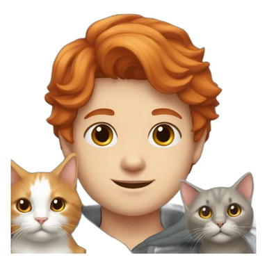 Redhead boy with grey a Scottish lop-eared cat. sticker