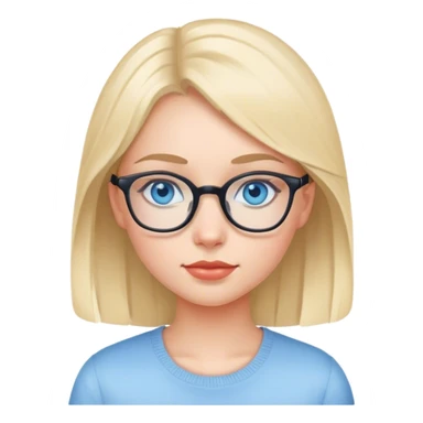 Realistic Blue eyes girl with glasses sticker