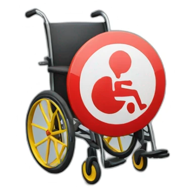 stop sign  in the wheel of a wheelchair sticker