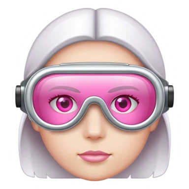 pink lens safety glasses with reflective silver frame, industrial protection sticker