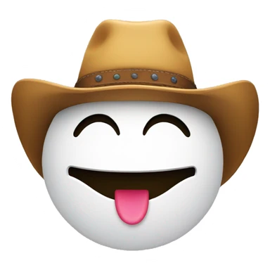 Smiley face emoji with a cowboy hat tipping it sticker