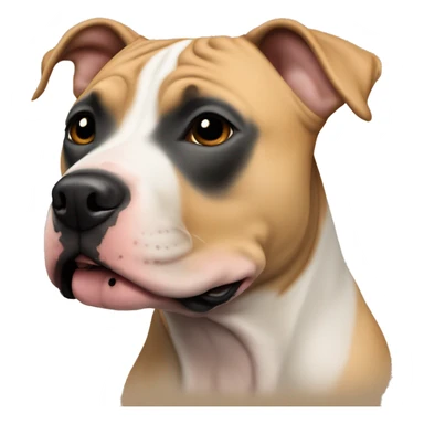 Tan American pit bull terrier with black nose sticker
