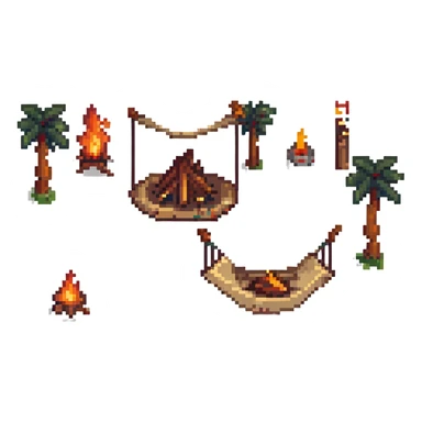 bushcraft adventure camp with campfire and hammock sticker