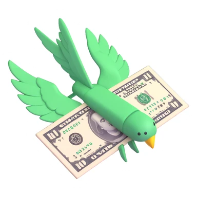 dollar bill with wings sticker