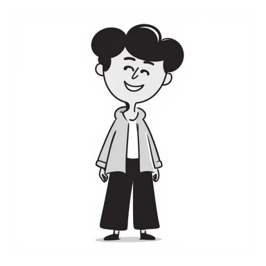 young adult man with smile sticker