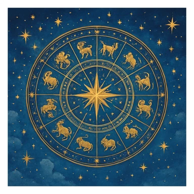 dreamy and magical astrology wheel with stars, celestial vibe sticker
