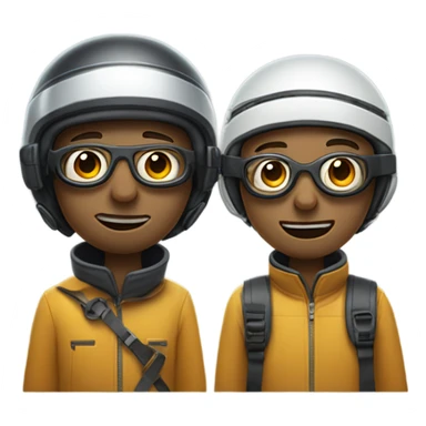 tow face hug, one with Ski goggles，the other with normal glasses. sticker