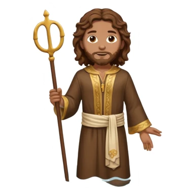 fullbody John the Baptist with wavy hair wearing traditional saint clothes in water, emoji style sticker