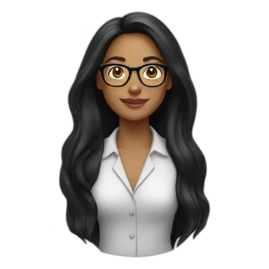 Woman teacher black long hair glasses book sticker