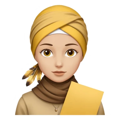 truthahnvogel with headscarf (no human) holding yellow paper sticker