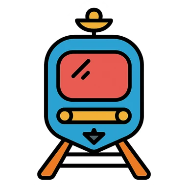 futuristic subway, lineal color icon with black outlines sticker