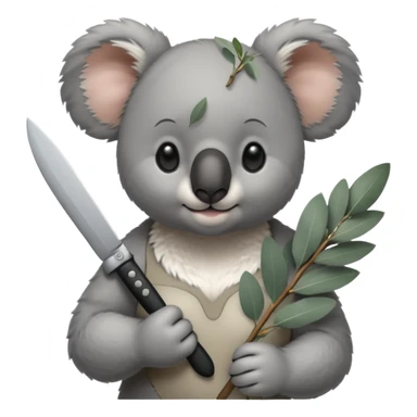 Female koala with knife sticker