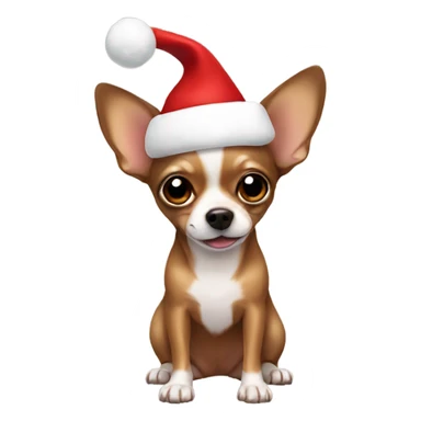 A brown Chihuahua with a Santa hat on sticker