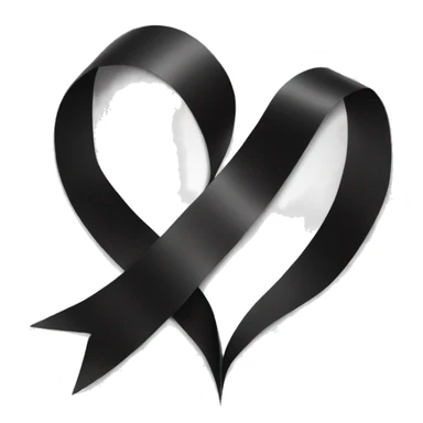 a black ribbon wrapped around a white heart sticker