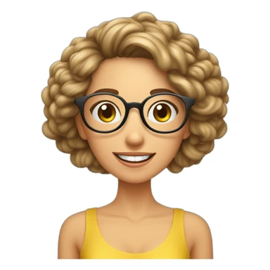 mujer gafas piel blanca pelo largo comiendo espagueti con camarones sticker