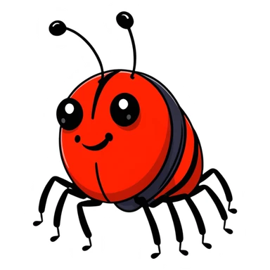laughing red bug with black points sticker
