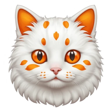 A white cat that have a orang in round part sticker