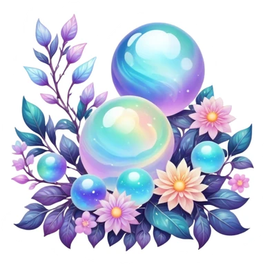 Epic divine legendary celestial flowery complex detailed iridescent gradients marbles aesthetic-scenery-Decorations sticker