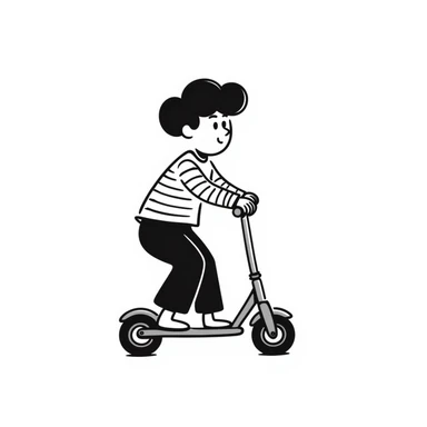 a boy riding a scooter sticker