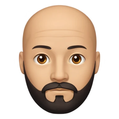 Bald fully squared head man with black beard sticker