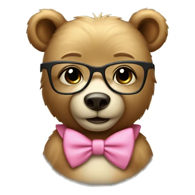 cute female bear with glasses and pink bow tie, studying sticker