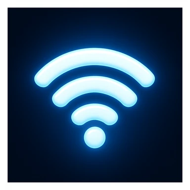 Create a wifi symbol emoji exactly like the reference image in iOS emoji style. Match the same shape, color, and glow effect, ensuring it is smooth and shiny. sticker
