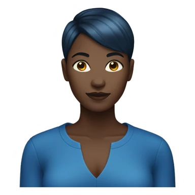 Black dark woman with blue short hair sticker