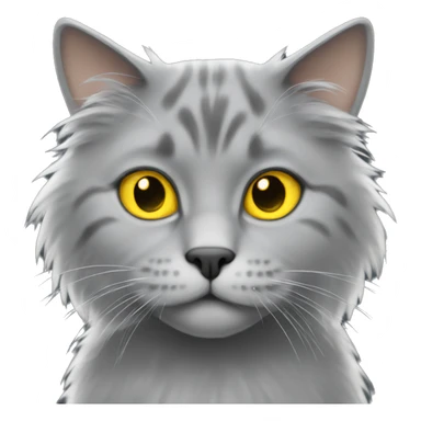 A grey fluffy cat with yellow eyes  sticker