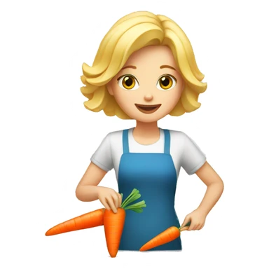 blonde lady cutting carrot sticker