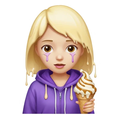girl in purple hoodie holding ice cream sticker