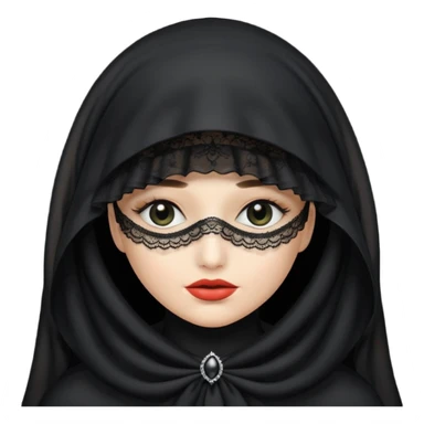 create a widow lady with a black hat and a veil covering her face sticker