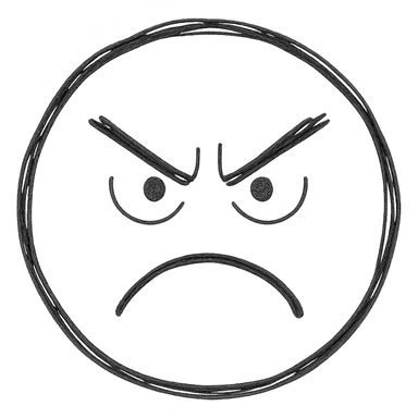 angry face, hand drawn, sketchy lines sticker