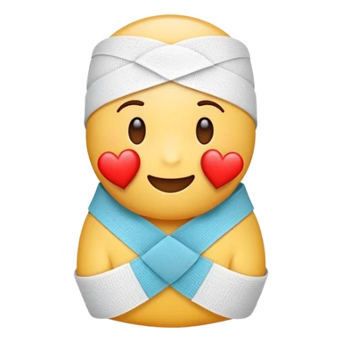 A cute "get well soon" emoji with a heart wearing a bandage sticker