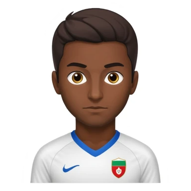 Persian soccer player in full soccer team kit without soccer ball sticker