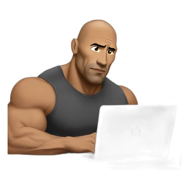 The rock with a MacBook thinking sticker