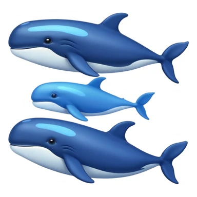 Draw a marine theme with whales for atmospheric and aesthetic stickers. Various shades of blue and a slight glow sticker
