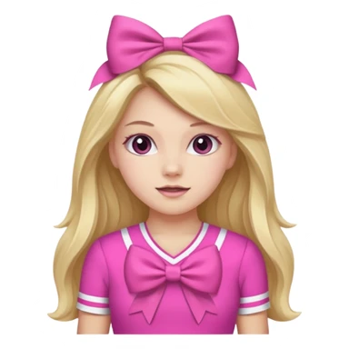 All star cheerleader long hair pink bow  sticker
