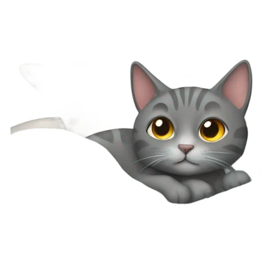 Grey cat laying in bed  sticker