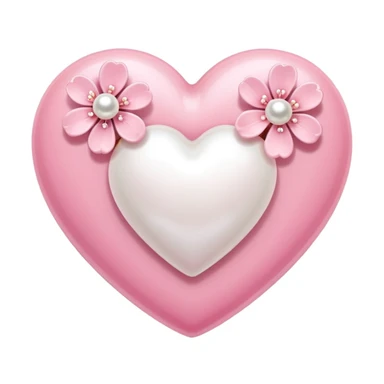 heart with sakura and pearl accents sticker