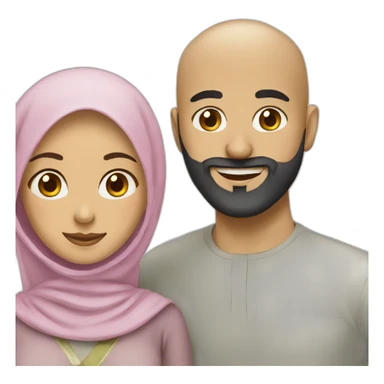Muslim bearded bald man and hijab wife sticker