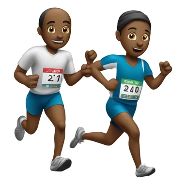 Two runners doing the relay race with a stick sticker
