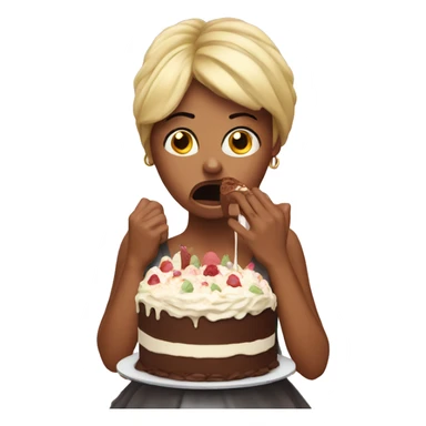 woman sad nervous eating cake sticker