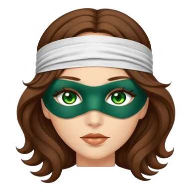 Greeneyed Woman with wavy Long Brown hair blindfolded sticker