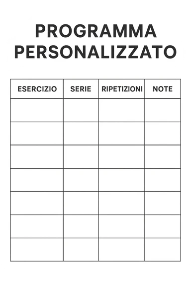 Scheda di allenamento di palestra con scritto "Programma Personalizzato" sticker