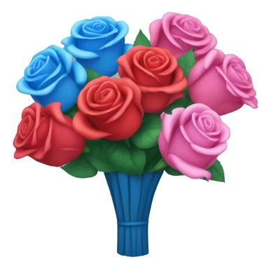 Bouquet of red pink blue roses sticker