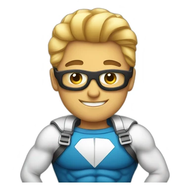 Portrait Super hero with thumbs up and shirt like logo sticker