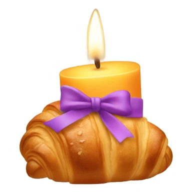 Croissant with candle on it and a bow on the candle sticker