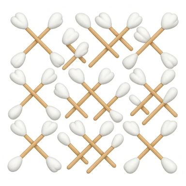 cotton swabs, apple style emojis, wooden sticks with cotton balls at both ends, no background, more cotton swabs sticker